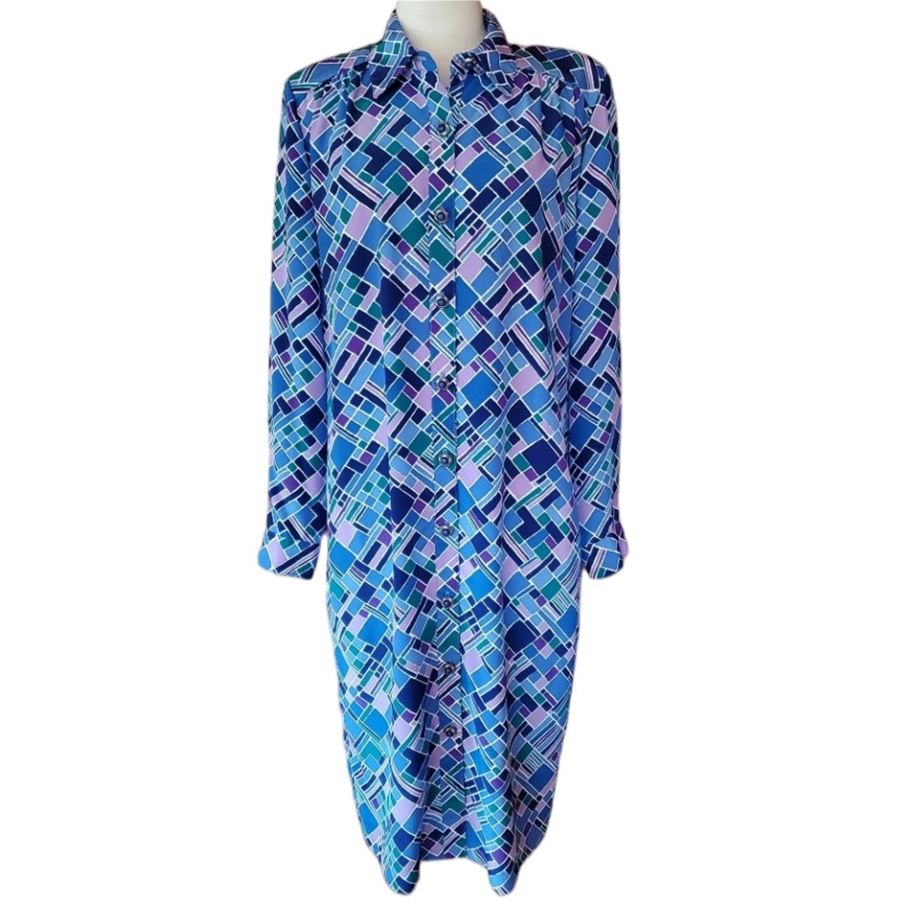 1980s Leslie‎ Fay Multi-Color Dress